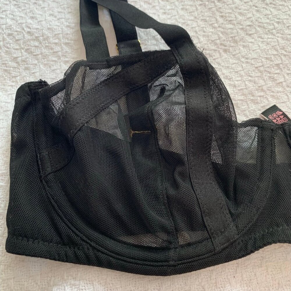 Victorias Secret Very Sexy Unlined Balconet Bra Black Mesh Strappy 34DD‎ - Picture 2 of 9